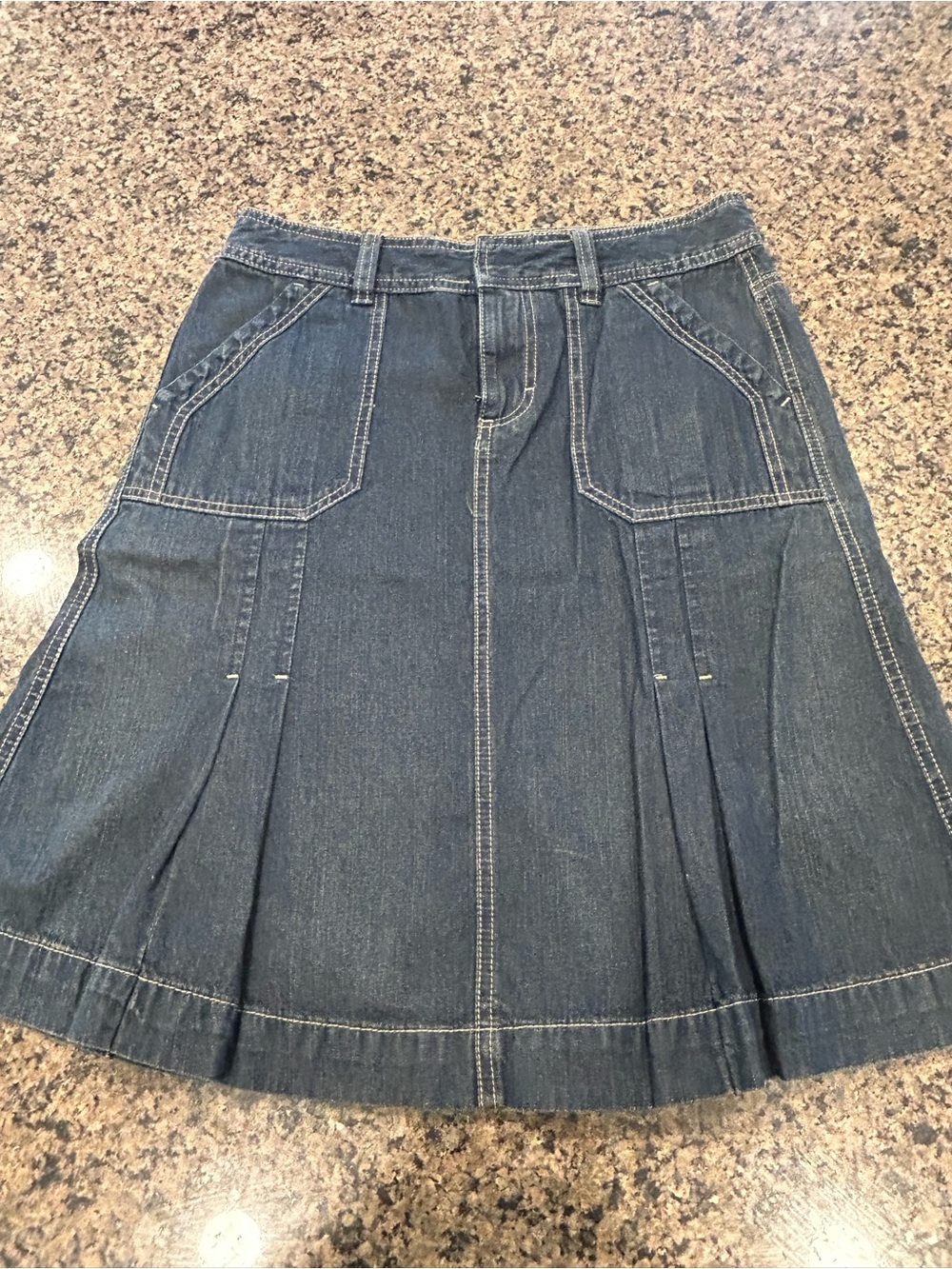 Sonoma Dark Blue Denim A-Line Skirt with Front Pockets